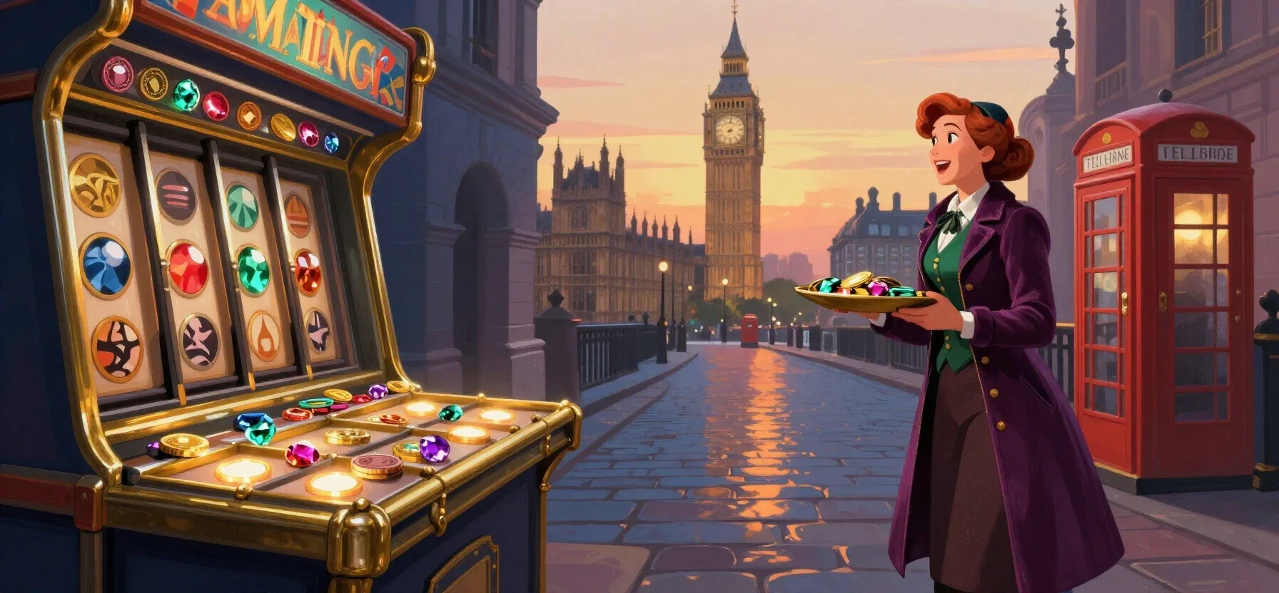 Duelbits casino games with colourful reels, tokens and gemstones