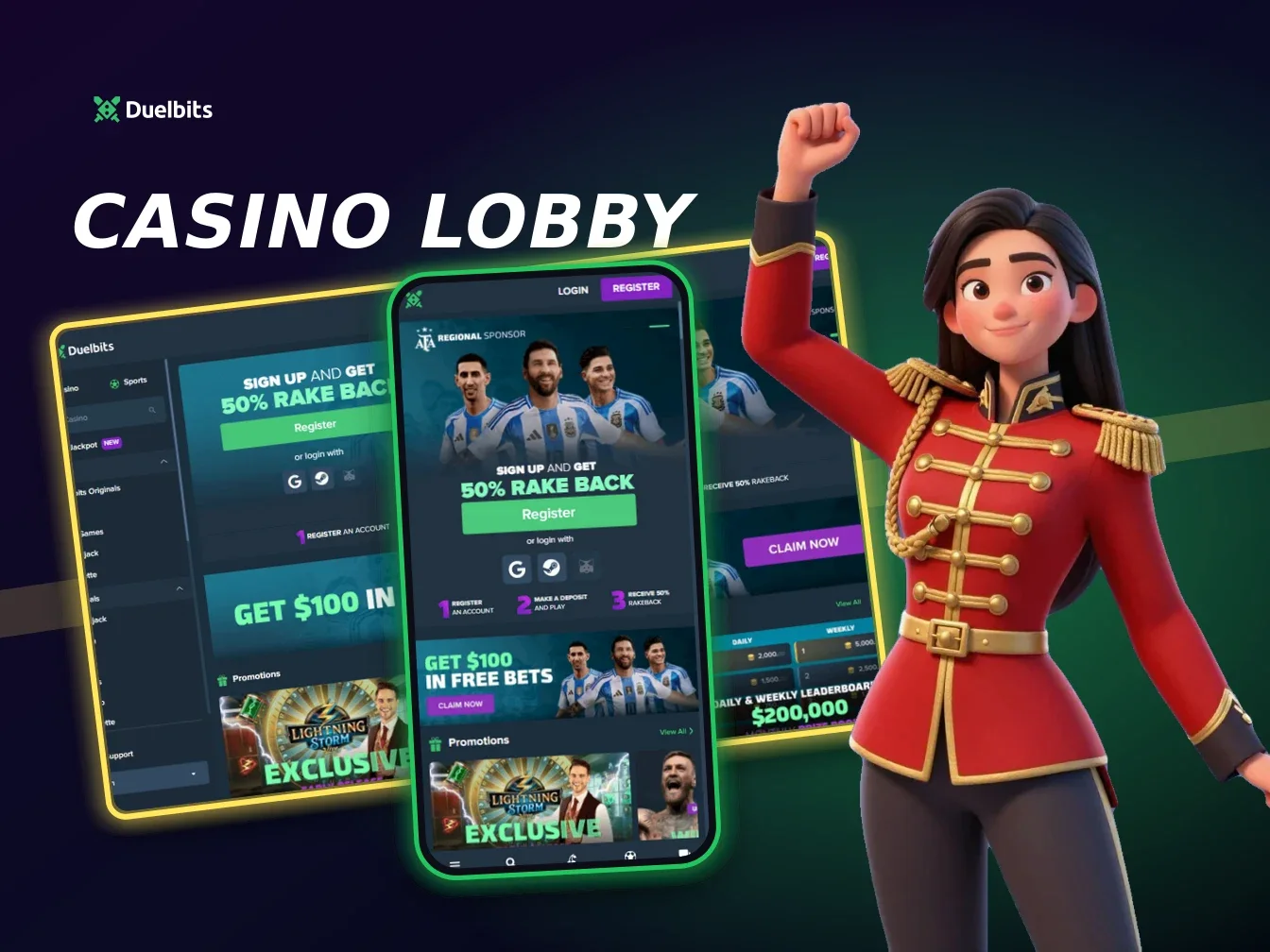 Duelbits casino home lobby on desktop